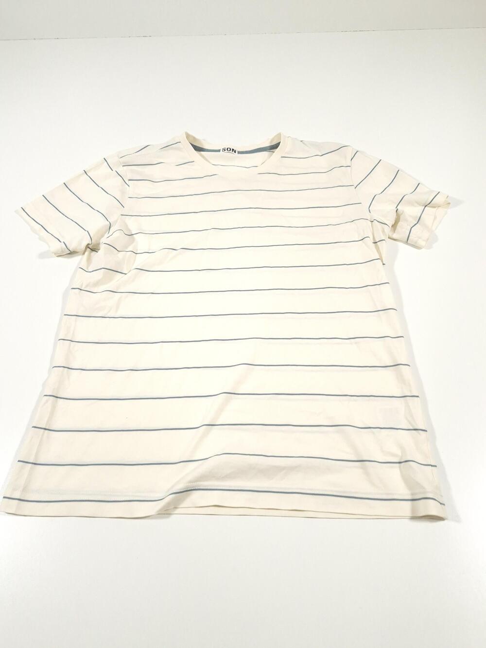 SON of a Tailor Shirt Mens Small White Stripe Short Sleeve Crewneck Tee